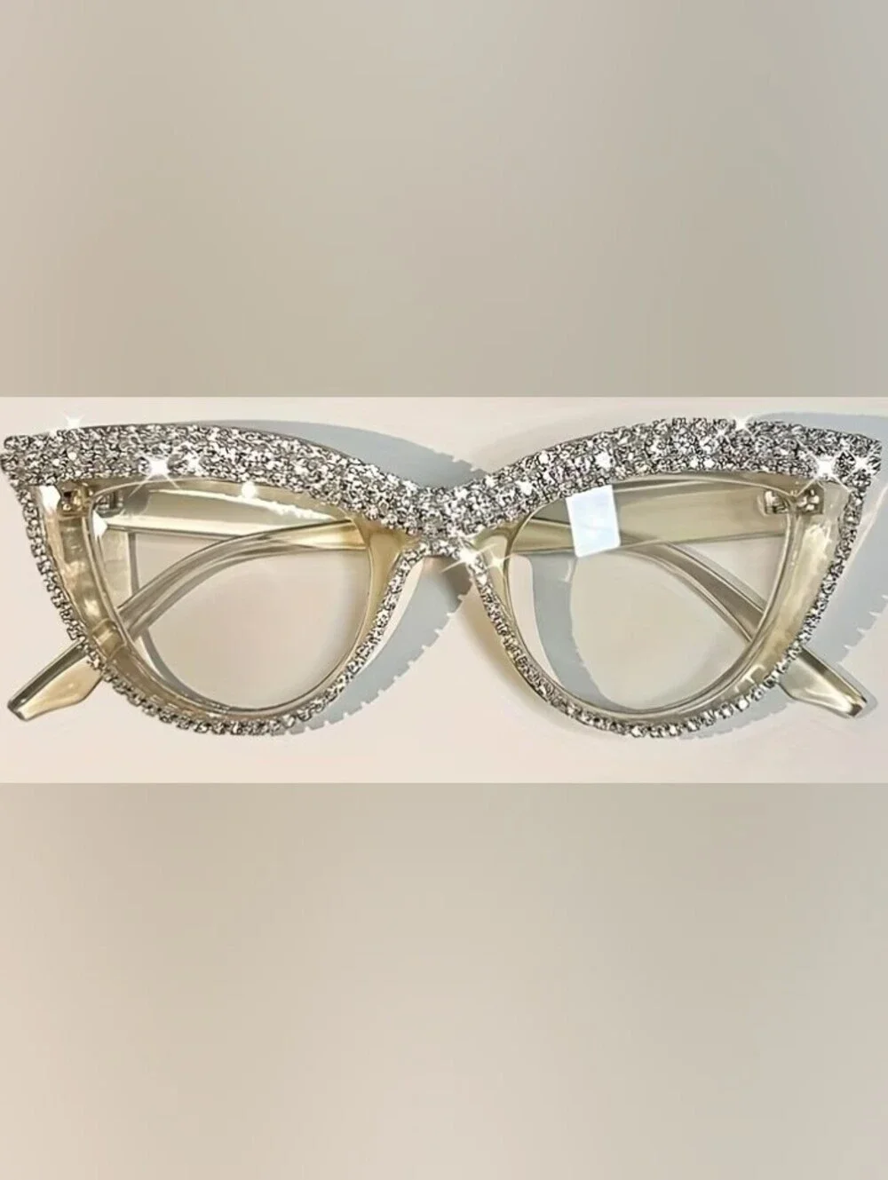 +3.50 Rhinestone Embellished Champagne Reading Glasses